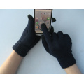 Gant de travail d&#39;écran tactile noir de doigt du polyester cinq du revêtement 10g
